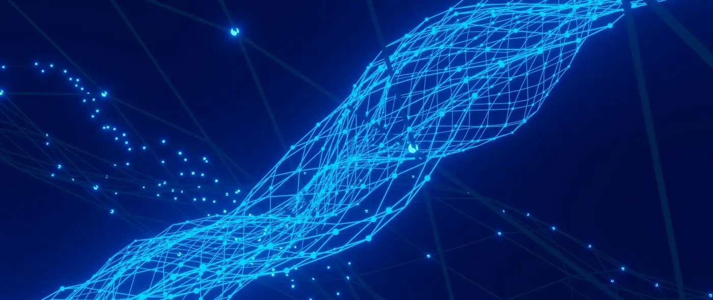 Blue abstract background with connected lines and dots