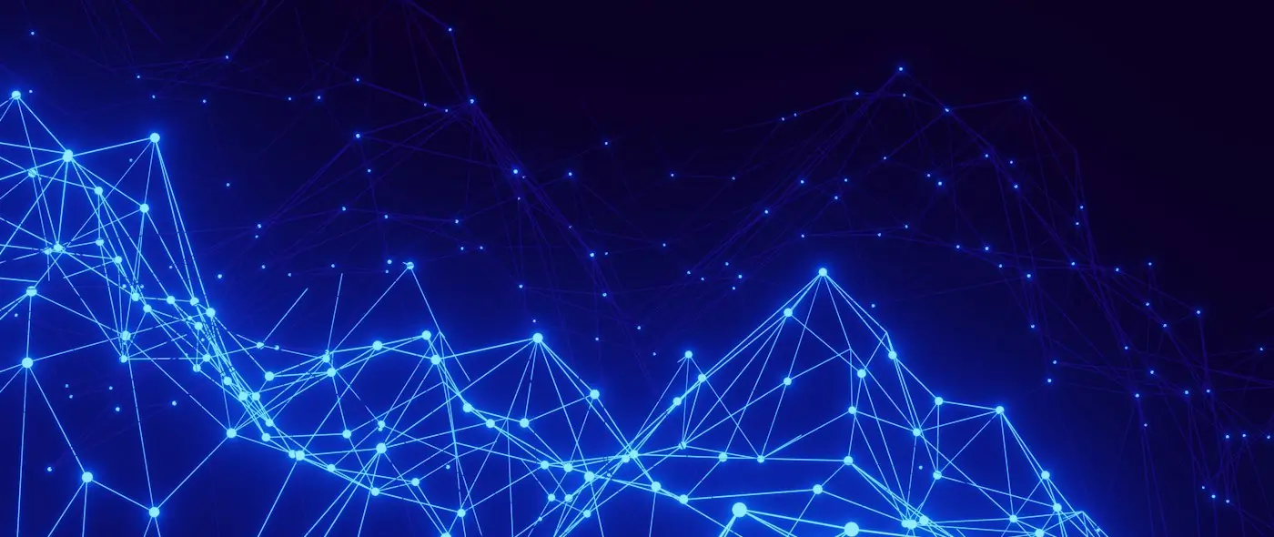 Abstract visualization of connected data points and lines